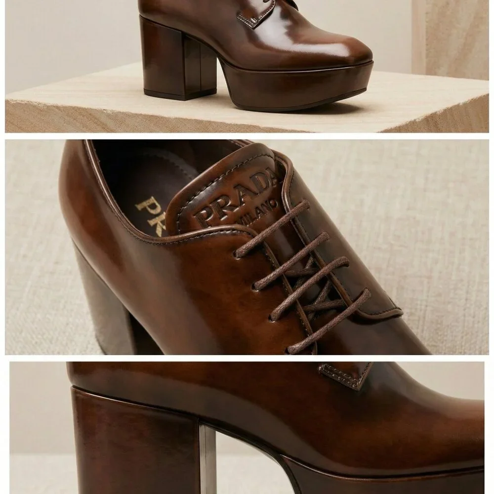 Prada Leather Lace-up Platform - Picture 1 of 1